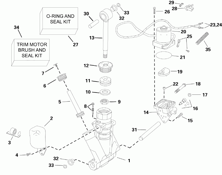 �������� ��������� ����� Evinrude E150DSLSEA  - wer Trim/tilt Hydraulic Assembly - wer Trim / tilt Hydraulic Assembly