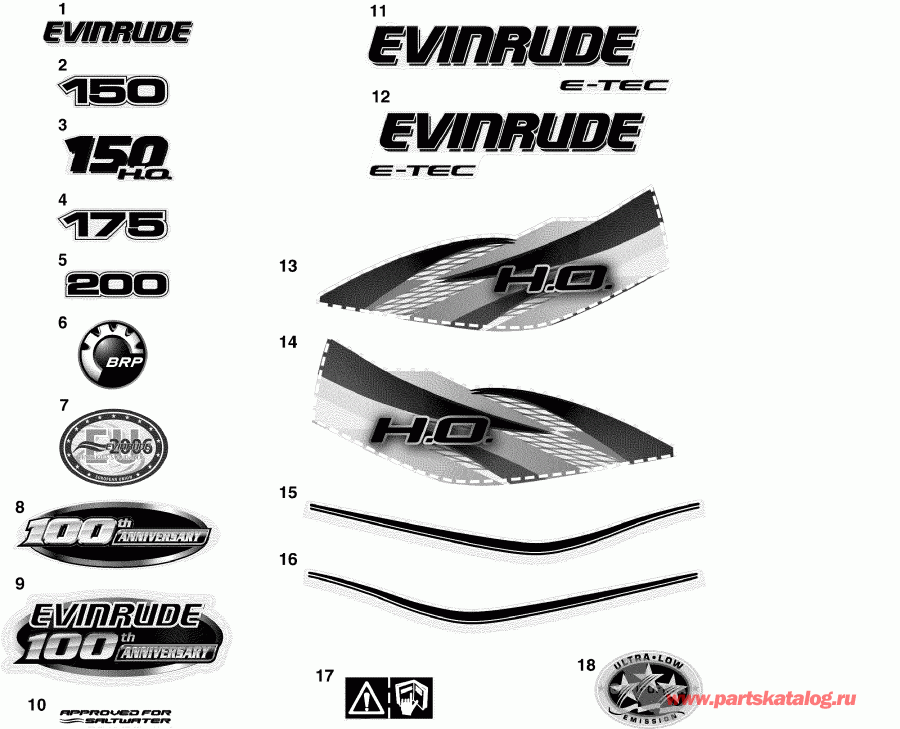 ��������� ����� Evinrude E175DSLSEA  - cals