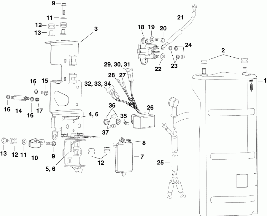 �������� ����� Evinrude E225HSLSEC  - ectrical ��������� & Components