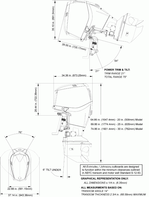 ��������� ����� Evinrude E250DCXSEB  - ofile Drawing