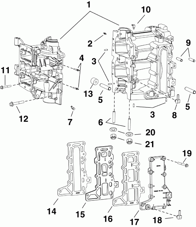 �������� ����� EVINRUDE E25DELSES  - linder / ������ ��������� / linder/crankcase