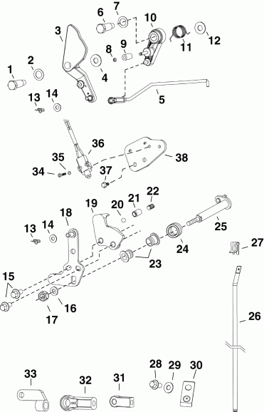  Evinrude E25DRLSES  - rottle & ������������� ��������� - rottle & Shift Linkage