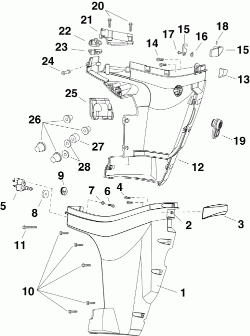 ��������� �������� ����� EVINRUDE E30DRLSES  - wer Engine Cover - wer ������ ��������� (�����)