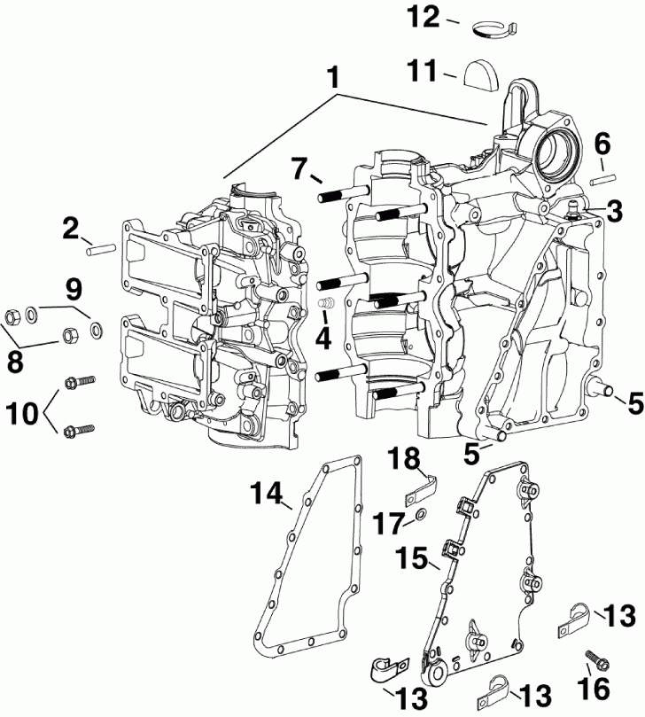 ��������� ����� EVINRUDE E60DSLSEC  - linder/crankcase - linder / ������ ���������