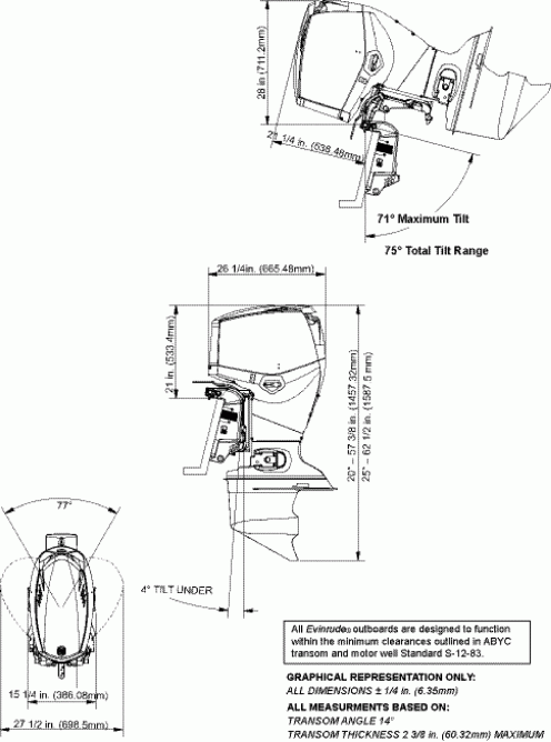    Evinrude E90DPLSEE  - ofile Drawing - ofile Drawing