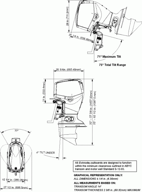 ����� EVINRUDE E90DSLSEB  - ofile Drawing / ofile Drawing