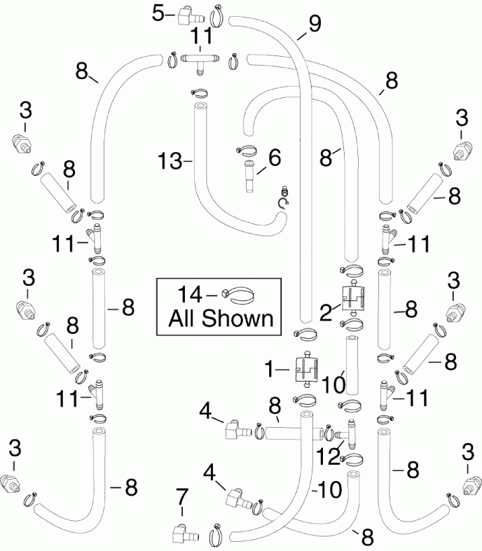 ����� Evinrude DE250CZISF  - l Recirculation Hoses - l Recirculation �����s