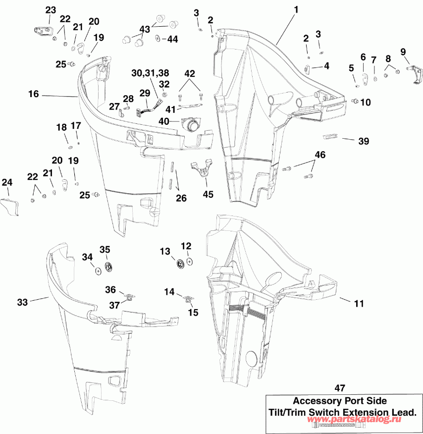 ��������� EVINRUDE DE250PZISS  - wer ������ ��������� (�����) / wer Engine Cover