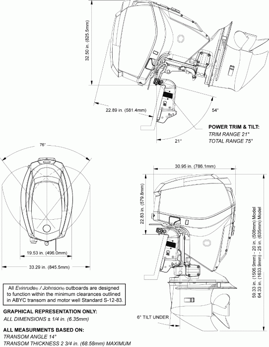 �������� ��������� ����� EVINRUDE E115DPXISM  - ofile Drawing - ofile Drawing