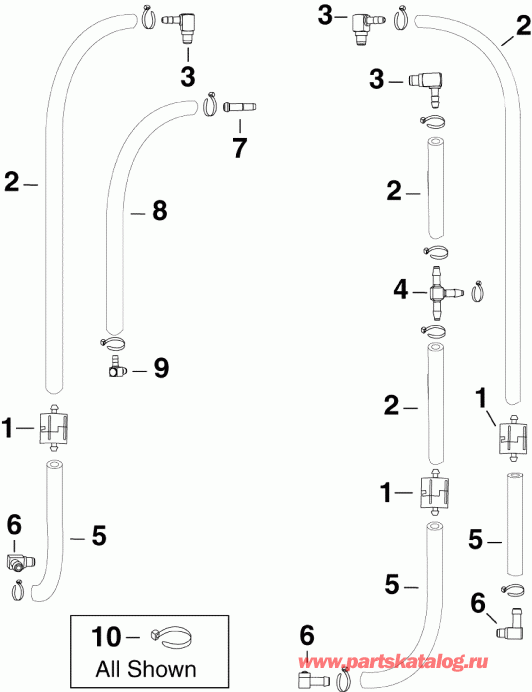 ��������� EVINRUDE E130DPLISC  - l Recirculation Hoses / l Recirculation �����s