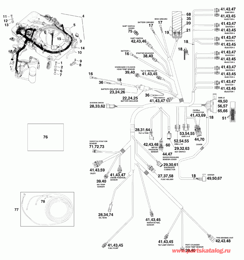 ��������� ��������� EVINRUDE E200DSLISF  - ectrical Harness / ectrical ���� ��������