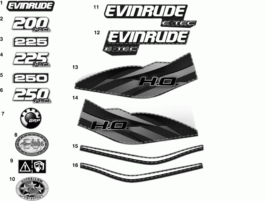  EVINRUDE E250DPLISF  - cals / cals