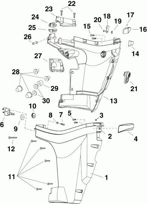 ��������� �������� ����� EVINRUDE E30DRISC  - wer Engine Cover - wer ������ ��������� (�����)
