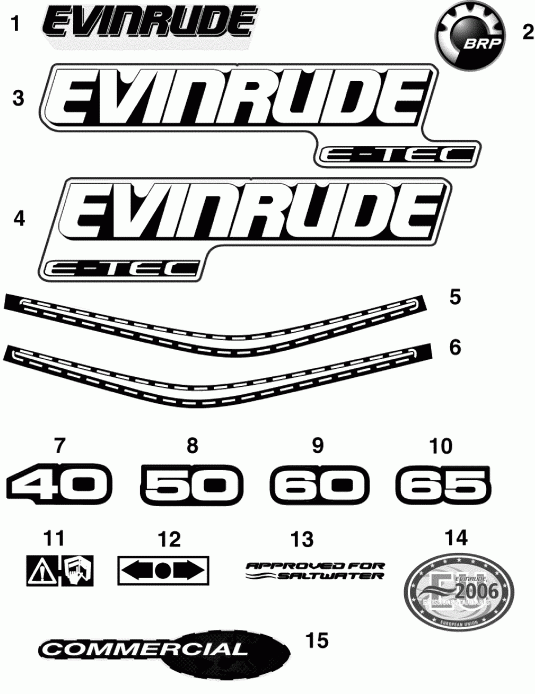 ��������� �������� ����� EVINRUDE E40DRLISD  - cals / cals