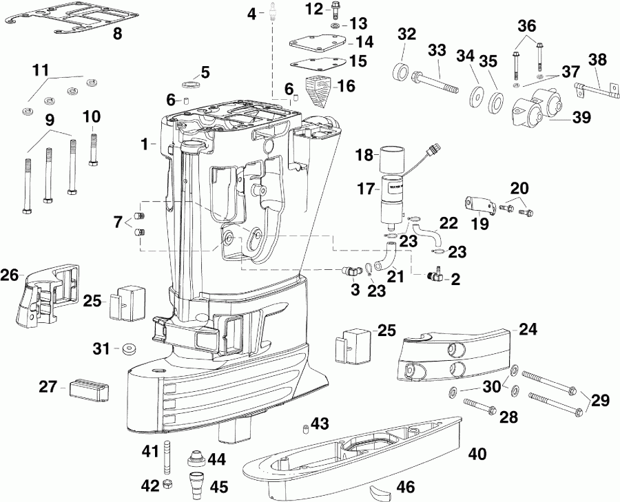 ����� Evinrude E50DPLISD  - haust Housing - haust ������