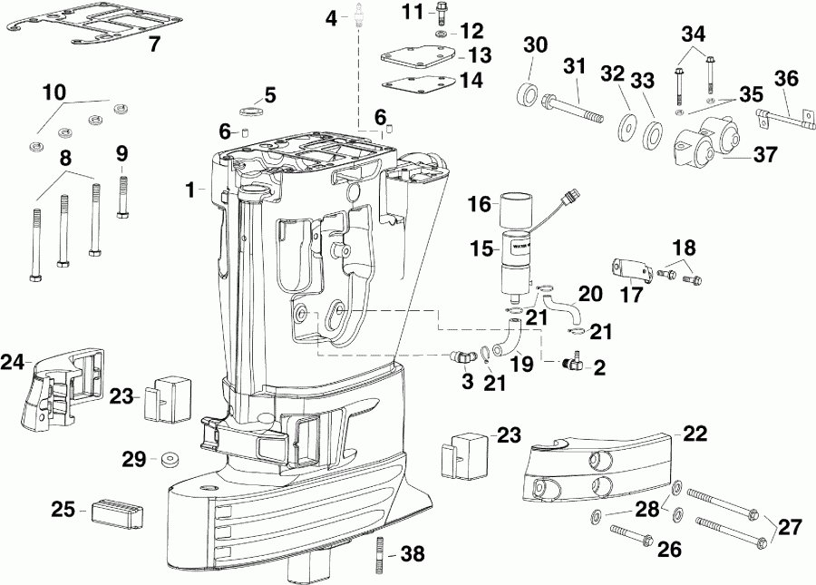 ��������� �������� ����� EVINRUDE E55MJRLISA  - haust Housing / haust ������