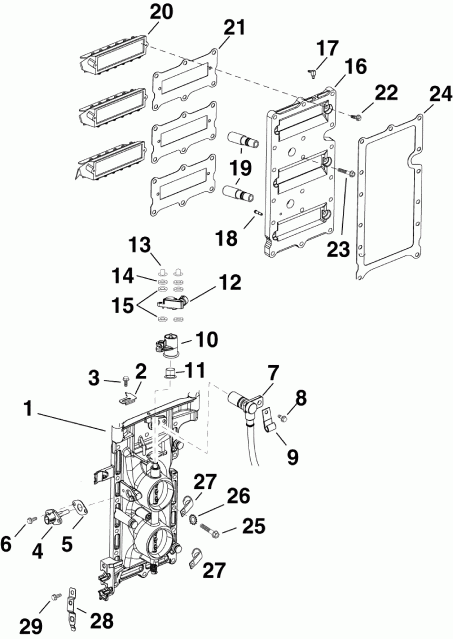  EVINRUDE E75DPLISF  - take Manifold Assembly / take ��������� Assembly