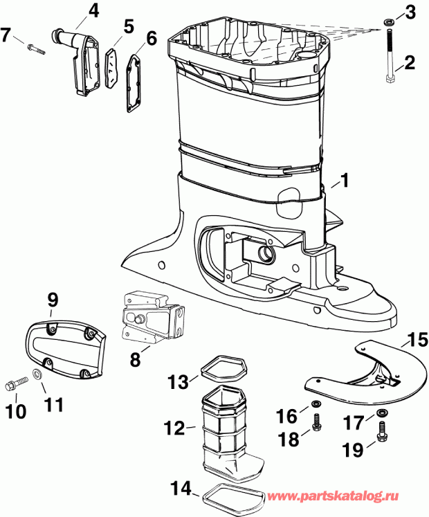 ��������� ��������� EVINRUDE E90DPLISD  - haust ������ / haust Housing