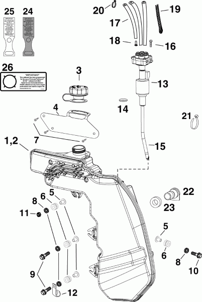 ��������� �������� ����� Evinrude E90DPXISF  - l Tank & ����� - l Tank & Pump