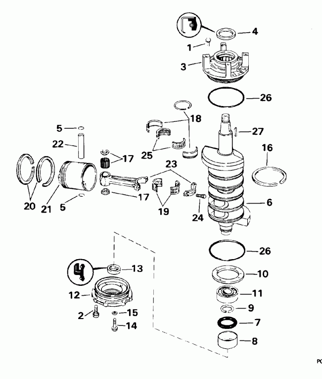 ��������� �������� ����� ������� E100WTLEOC 1995  - ankshaft & Piston