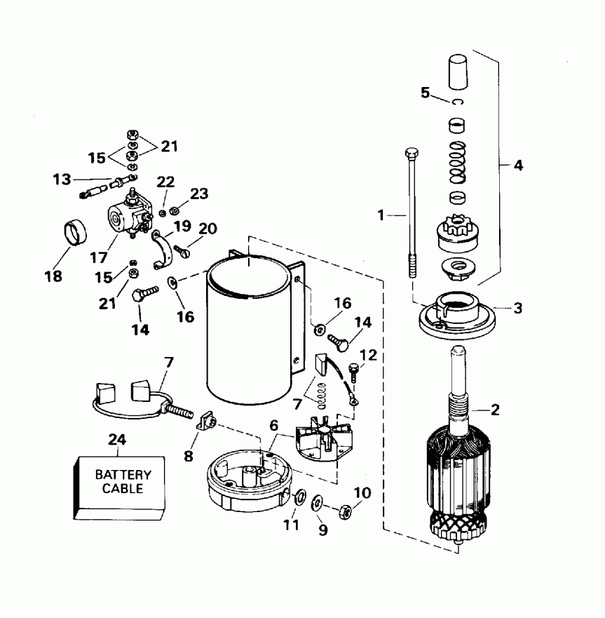 ��������� ��������� EVINRUDE E112TSLEOC 1995  - ectric ������� & Solenoid - ectric Starter & Solenoid