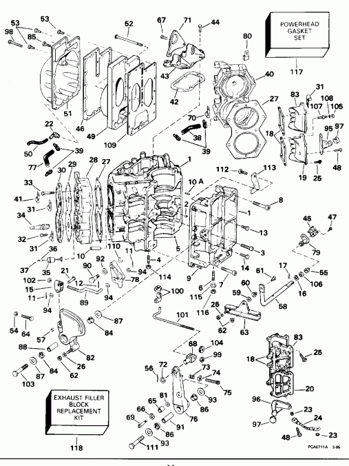 �������� ����� EVINRUDE E115TXAOR 1995  - linder & Crankcase