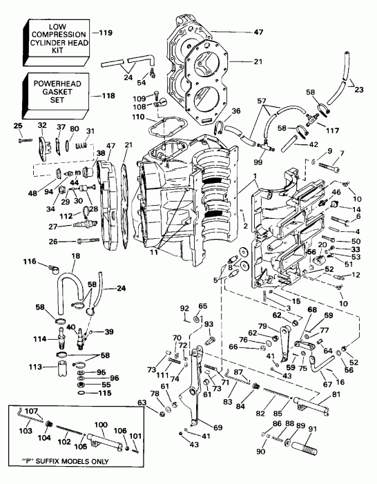 ��������� �������� ����� ������� E130CXAOR 1995  - linder & Crankcase - linder & ������ ���������