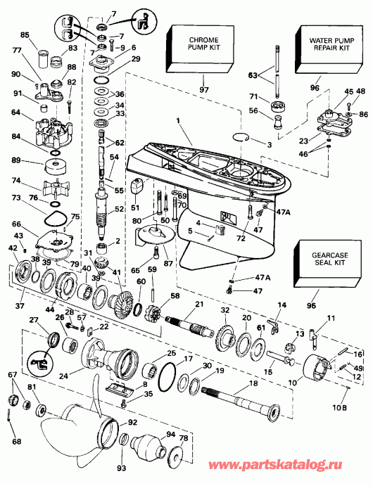 ��������� ����� EVINRUDE E150EXEOM 1995  - Counter Rotation