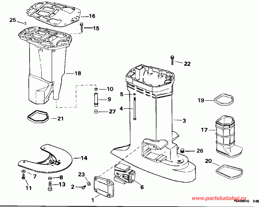��������� �������� ����� EVINRUDE E150GLEOM 1995  - haust Housing - haust ������