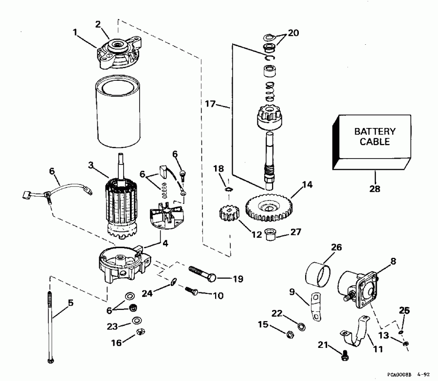 �������� ����� Evinrude E150JLEOM 1995  - ectric ������� & Solenoid - ectric Starter & Solenoid