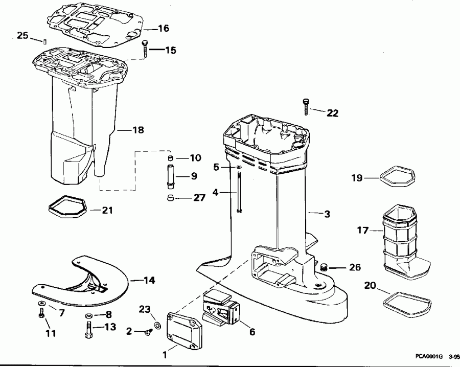��������� �������� ����� EVINRUDE E150JLEOM 1995  - haust Housing - haust ������
