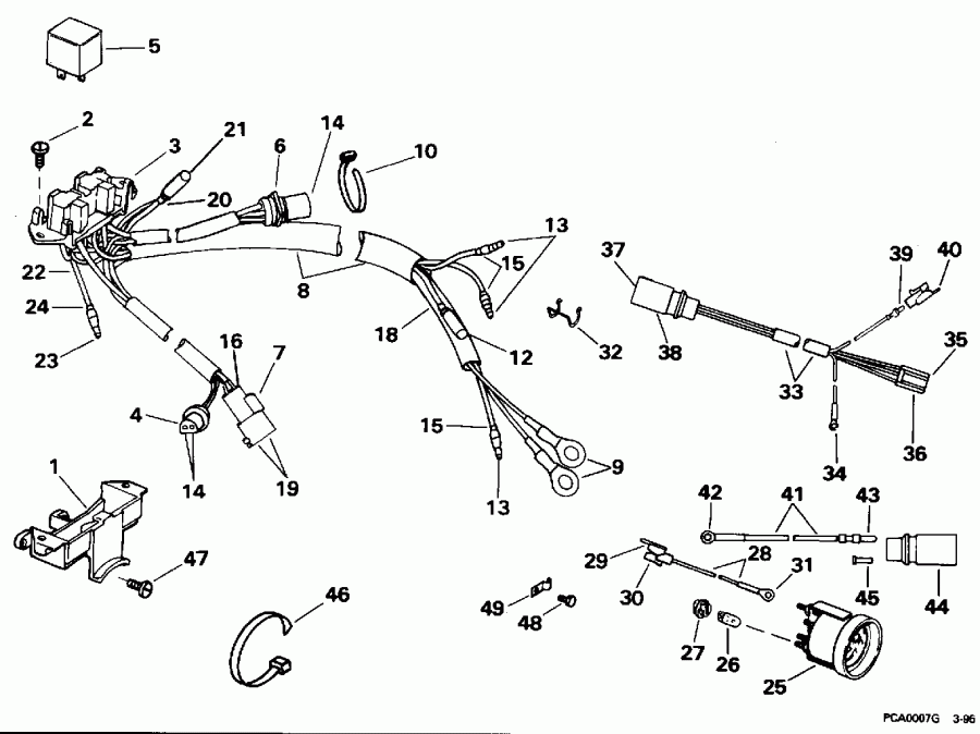 ��������� ����� EVINRUDE E150JLEOM 1995  - wer Trim/tilt Electrical