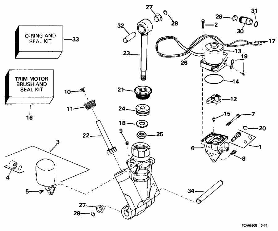 ��������� EVINRUDE E150JLEOM 1995  - wer Trim / tilt Hydraulic Assembly