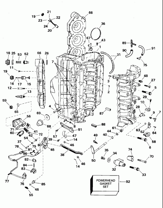 �������� ����� Evinrude E150NXEOM 1995  - linder & Crankcase