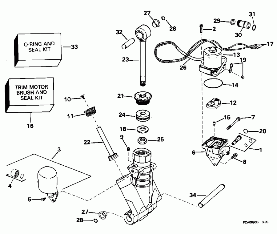��������� Evinrude E150WTXEOR 1995  - wer Trim/tilt Hydraulic Assembly