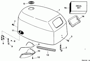 ������ ��������� (�����) - Evinrude - 200tx, 200sl, 200cx, 225 (Engine Cover - Evinrude - 200tx, 200sl, 200cx, 225)