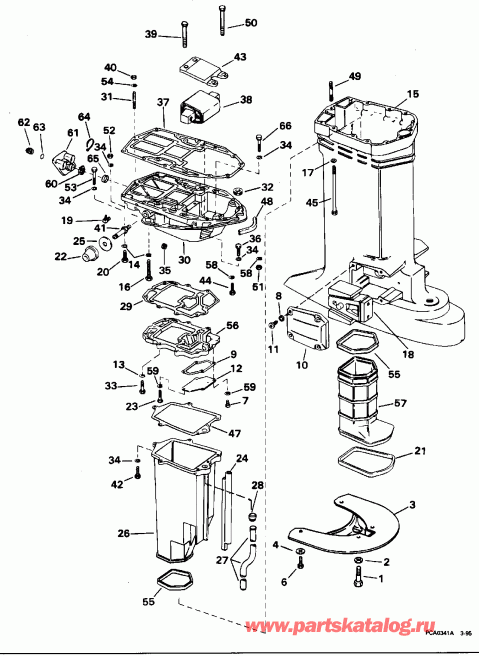�������� ����� EVINRUDE E200CXEOC 1995  - haust ������ / haust Housing