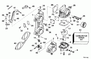 ���������� � ��������� �������� - 200sl, 225 (Carburetor And Linkage - 200sl, 225)