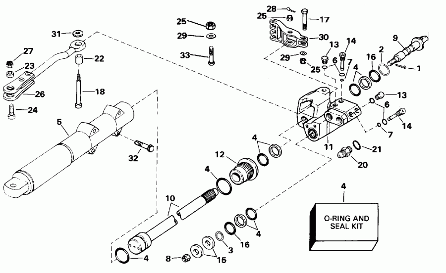 �������� ����� EVINRUDE E200TXEOC 1995  - linder & ������ Assembly