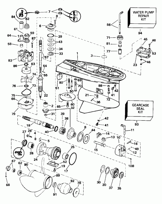 ��������� ��������� EVINRUDE E200TZEOC 1995  - �������� Rotation - 25 ���� & 30 ���� Models - Standard Rotation - 25 In. & 30 In. Models