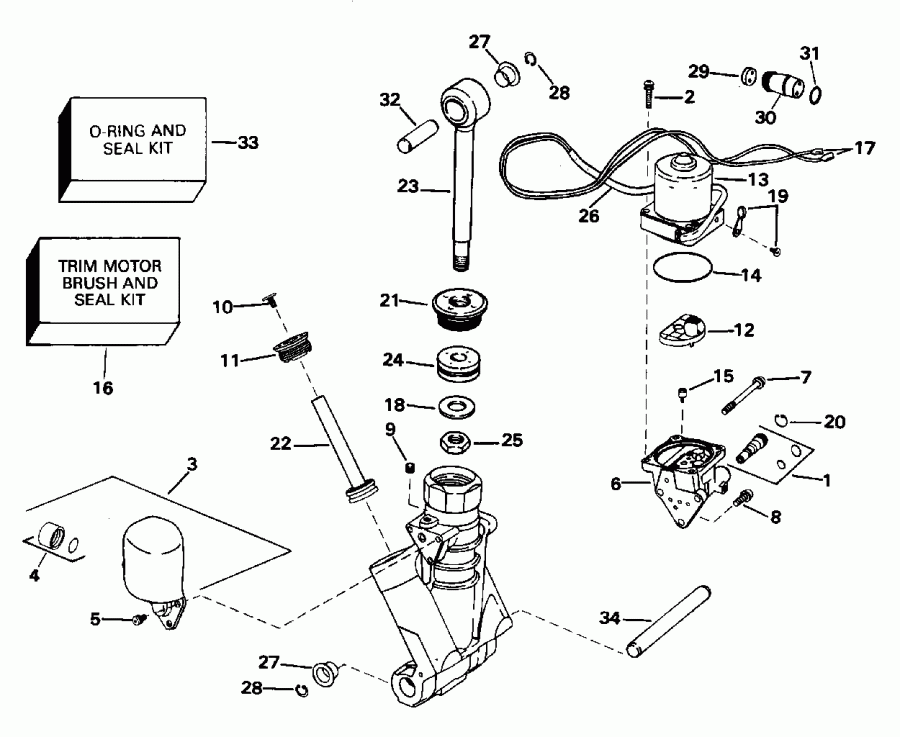 ��������� �������� ����� ������� E225PXEOB 1995  - wer Trim/tilt Hydraulic Assembly - wer Trim / tilt Hydraulic Assembly