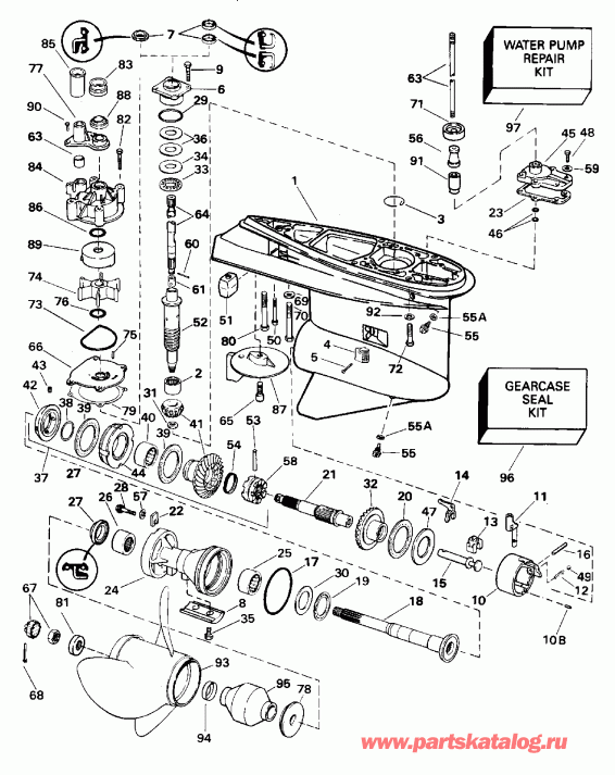 ��������� �������� ����� EVINRUDE E225TXEOB 1995  - �������� �������� - Counter Rotation