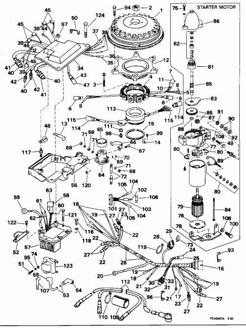 ��������� EVINRUDE E225TXEOB 1995  - nition System & Starter Motor / nition System & ��������� ��������