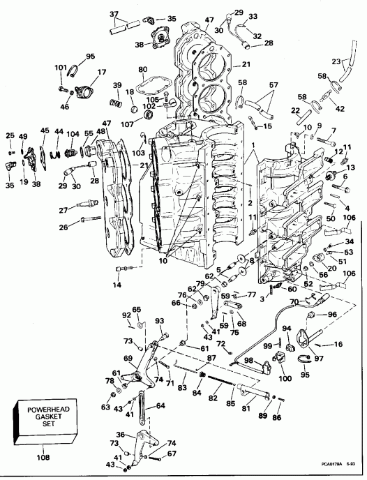  Evinrude E225TZEOB 1995  - linder & Crankcase