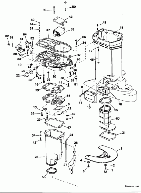��������� ����� Evinrude E225TZEOB 1995  - haust Housing