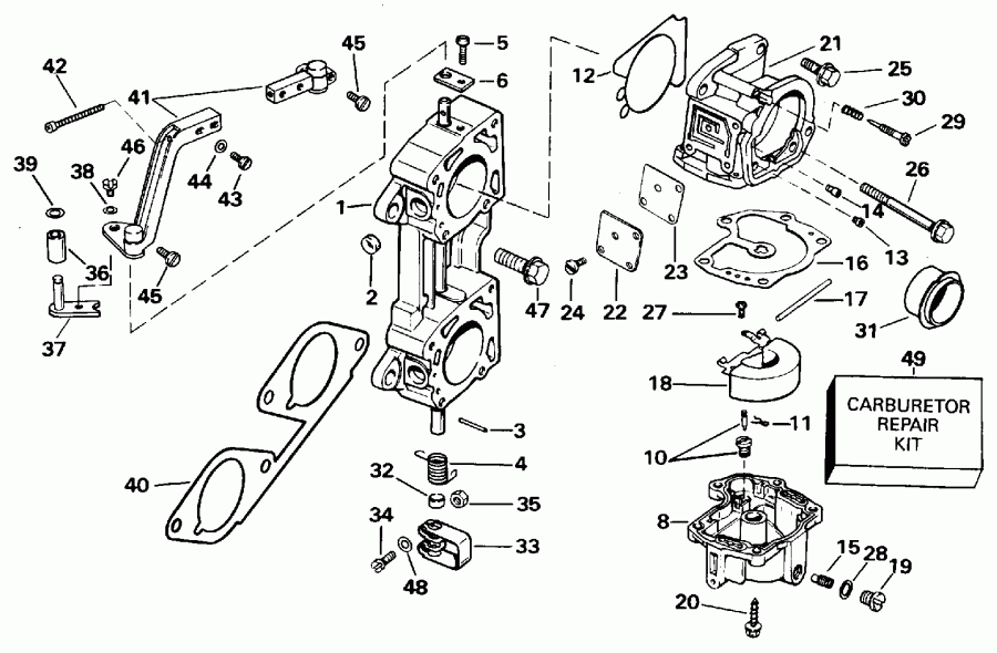 �������� ��������� ����� EVINRUDE E250CXEOR 1995  - rburetor / rburetor