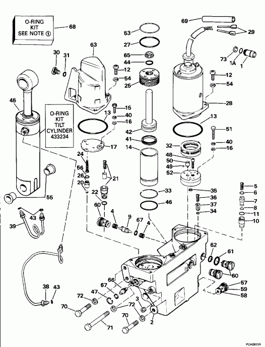 ��������� �������� ����� ������� E250CXEOR 1995  - wer Trim/tilt Hydraulic Assy.