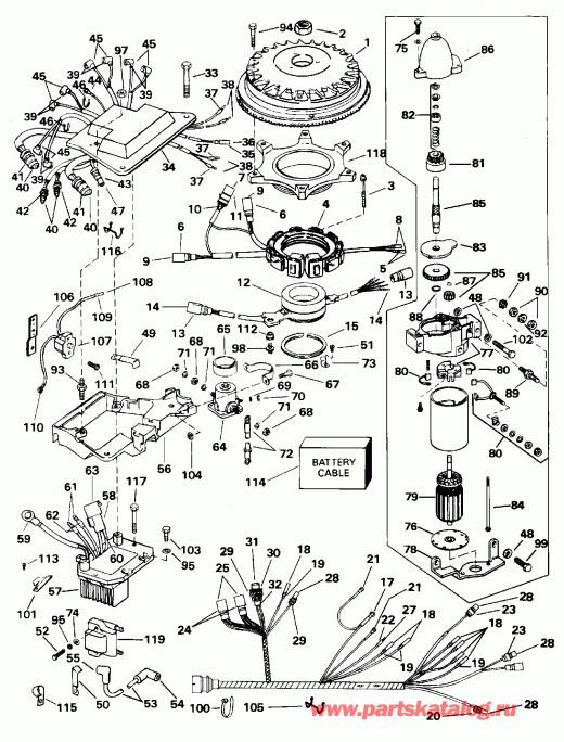  Evinrude E250CZEOR 1995  - nition System & Starter Motor - nition System & ��������� ��������