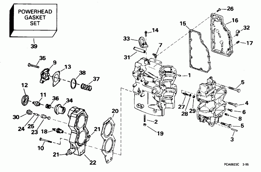 ��������� ����� Evinrude E48ESLEOS 1995  - linder & Crankcase