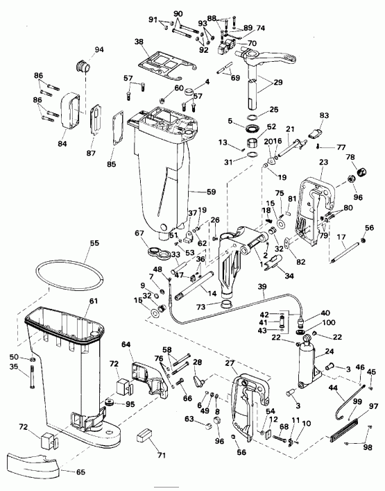 ��������� ��������� Evinrude E48ESLEOS 1995  - haust Housing & Stern & Swivel Bracket - haust ������ & Stern & ���������� ���������